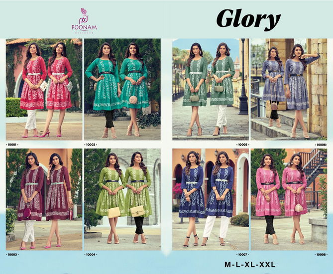 Glory By Poonam Printed Party Wear Kurtis Wholesale Market In Surat With Price